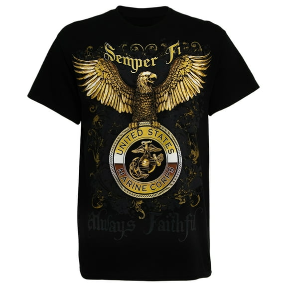 U.S. Marine Corps Emblem "Semper Fi" Men's Graphic T-Shirt in Black, 2XL
