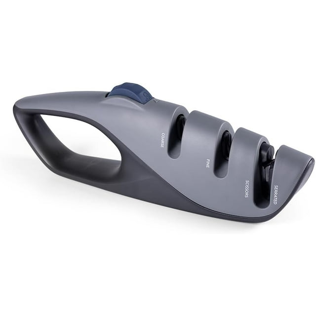 Professional Manual Knife Sharpener Tool 5 Angle Adjusted Guides with 3 Stage Knife Sharpening for Most Kitchen Chefs/Serrated/Bread/Pocket/Hunting Knives, Scissors