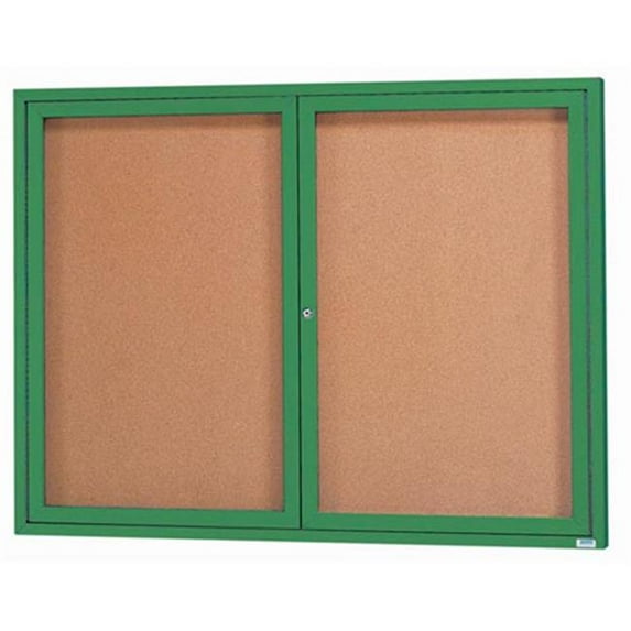 Aarco Products DCC4860RIG 2-Door Illuminated Enclosed Bulletin Board - Green