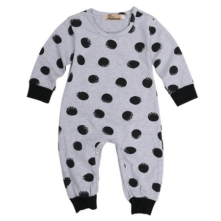 

Kiapeise Boys Girls Dot Jumpsuit Long Sleeve Romper One-piece Clothes