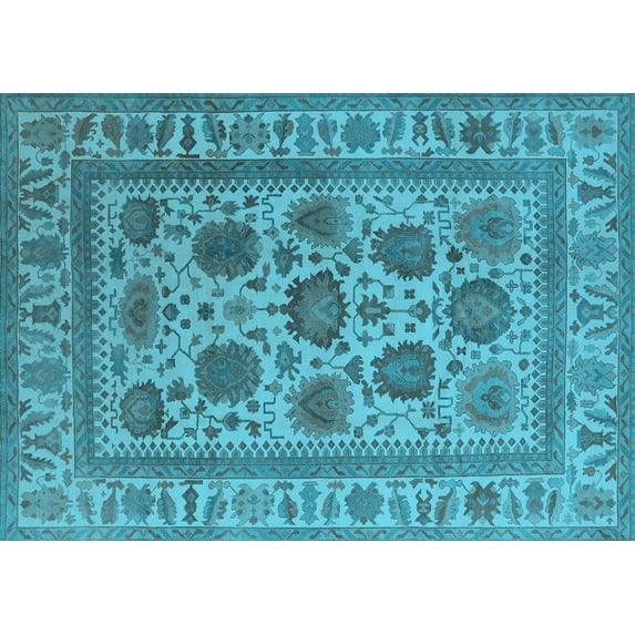 Ahgly Company Indoor Rectangle Oriental Light Blue Traditional Area Rugs, 3' x 5'