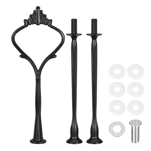 Uxcell 1 Set Cake Tray Stand Handle Plate Hardware Fitting, 3-Tiers Crown Black