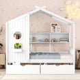 thumbnail image 1 of TAORUIFANG Lit Cabane en Bois Format Double avec 2 Tiroirs, Lit pour Enfants avec Tablette de Rangement, Blanc, 1 of 14