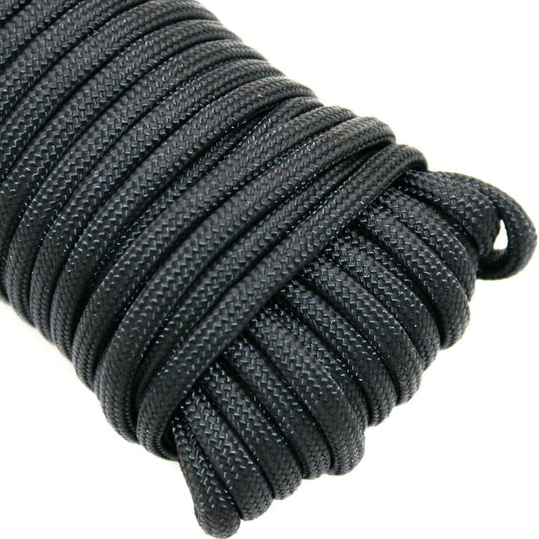 Hyper Tough 550 Utility Paracord Rope, Black, 5/32 inch x 50 feet