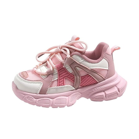 ZHAGHMIN Baby Sneaker with Ankle Support Toddler Boys Girls Breathable Lace-Up Sneakers Thick Bottom Athletic Running Shoes Hard Bottom Shoes for Baby Girl Pink Size31