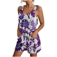 thumbnail image 2 of DDAPJ pyju Jumpsuits Shorts for Women Floral Printed Casual Summer Rompers Sleeveless Loose Shorts Overalls Jumpers Wide Leg Short Jumpsuit with Pockets 2025 Spring Savings Purple XXL, 2 of 5