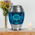 thumbnail image 7 of MUKTIVE Basketball Large Urn For Ashes for Women Funeral, Memorial Aqua Blue Urns for Human Ashes, Memorial Ash Holder for Funeral, Decorative Cremation Urns for Male Remains, 10 Inch, 7 of 7