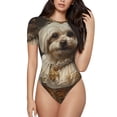 thumbnail image 2 of Fotbe Regal Dog In Royal Attire Women's Crew Neck Short Sleeves Bodysuit Tops Round Neck Slim Sleeveless Soft Comfortable Basic-Small, 2 of 7