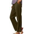 thumbnail image 2 of yunLCZ Women's Straight Leg Pants High Wa Women's Spring And Summer Casual Cotton And Linen Long Pants, 2 of 4