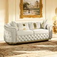 thumbnail image 2 of Furniture of America Gizon Glam Fabric Diamond Tufting Adult Sofa, Beige and Gold, 2 of 16