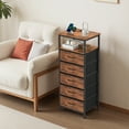 thumbnail image 3 of JIOABL 5 Drawer Nightstand with USB & Type-C Charging, Fabric Drawers, Metal Frame, Rustic Brown, 3 of 9