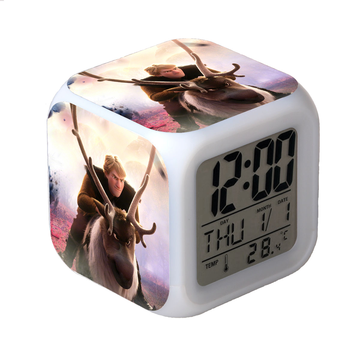 TIMPCV Frozen Colorful Glowing LED Alarm Clock Anime Cartoon Children