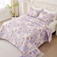 thumbnail image 3 of Evenhug Quilts 3-Piece Purple Streaks Patchwork Floral King Quilt Set With Shams, 3 of 7