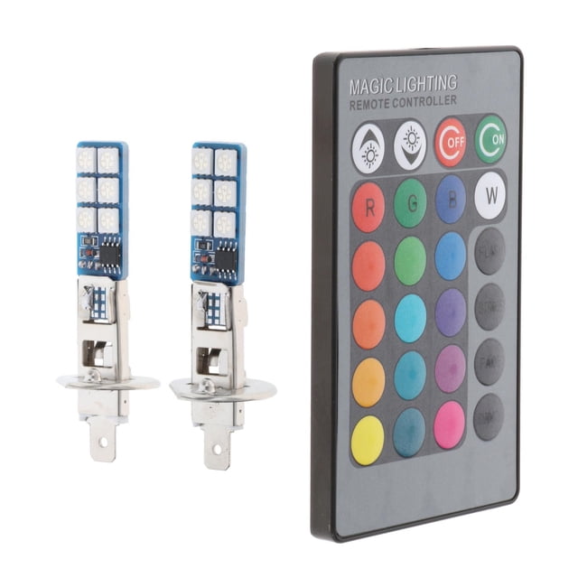 2 piezas 880881 H1 H3 5050 RGB LED faro de coche antiniebla accesorios de bombillas de lámpara - Enchufe H1 Estilo A