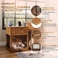 thumbnail image 5 of Leumius Dog Crate End Table with Charging Station,Wooden Dog Kennel Furniture with Hideaway Tempered Glass Door, Multi-Functional Pet Station Side Table,Brown, 5 of 7