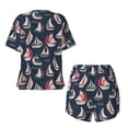 thumbnail image 5 of Lsque Sailboat And Wave Women's Short-Sleeved Pajama Set - 2 Piece Soft and Lightweight Sleepwear Set-X-Large, 5 of 9