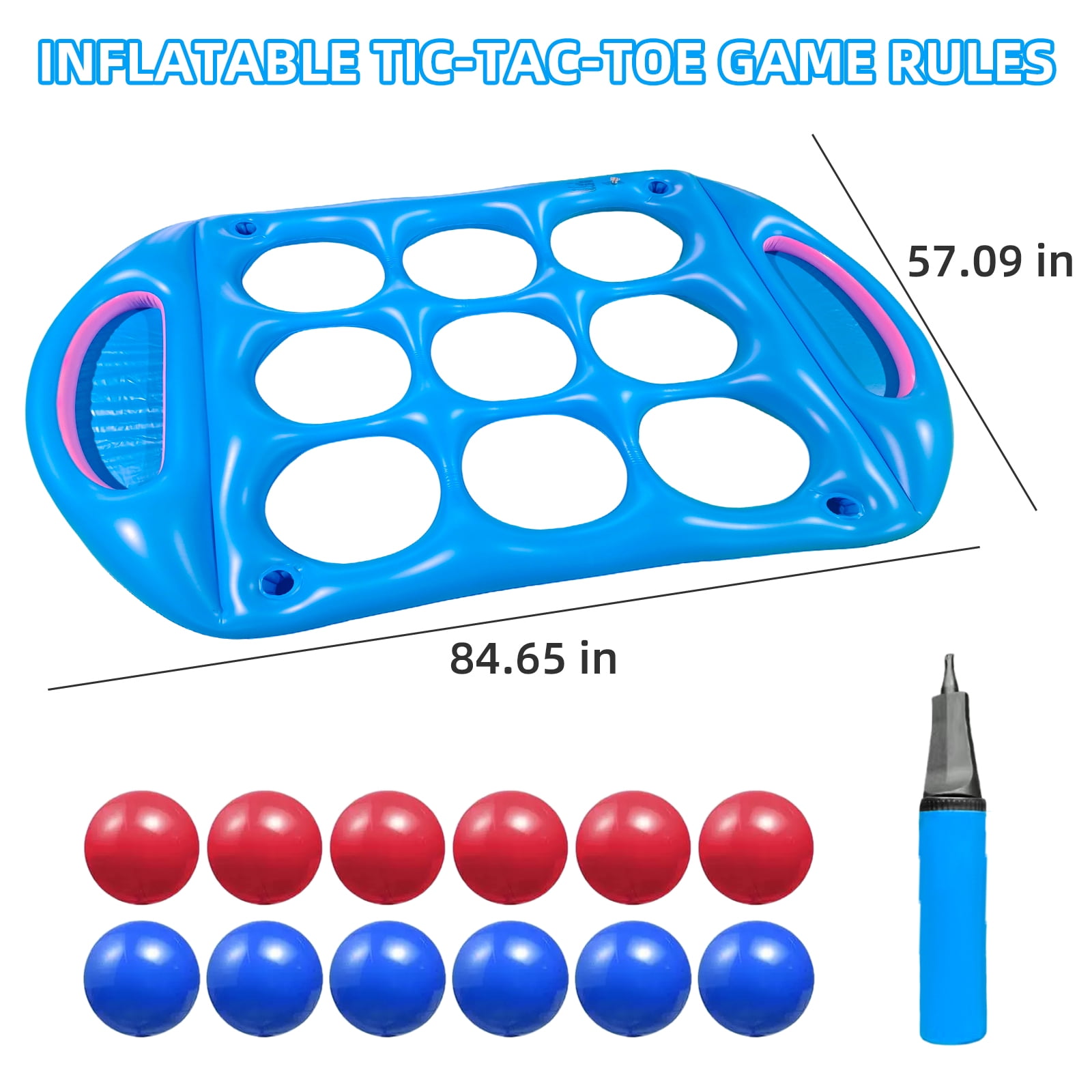 Pool Toys Games Set, Inflatable Floating Tic-Tac-Toe with 12 Balls, Cup Holder and Fruits Colder for Adults Teens Kids 2-8 Players