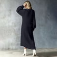 thumbnail image 6 of BRGZLK Winter Sweater Dresses for Women Trendy VNeck Solid Color Warm Cozy Casual Long Dress Button Down Side Slit Maxi Dress Black 2XL, 6 of 8