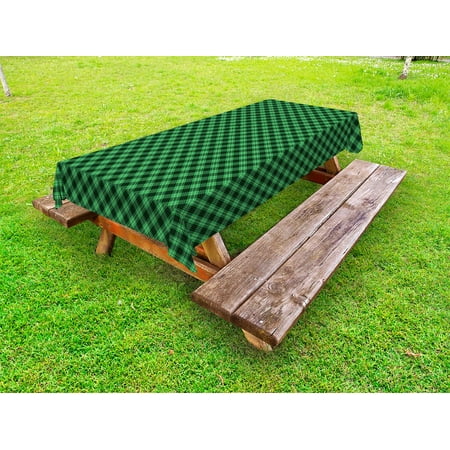 

Plaid Outdoor Tablecloth Diagonal Tartan Vibrant Green Color Geometrical Design with Stripes and Checks Decorative Washable Fabric Picnic Table Cloth 58 X 84 Inches Green Black White by Ambesonne