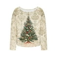 thumbnail image 6 of FDGIU Women's Christmas Long Sleeve T-Shirt - Lightweight Christmas Tree Graphic Top, Snowflake Sequined Blouse, Xmas Vacation Casual Sweatshirt, 6 of 6