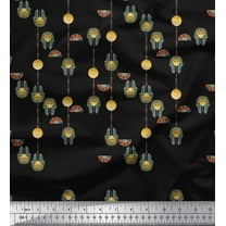 Soimoi Black Cotton Voile Fabric Coin & Women Head Egyptian Fabric Prints By Yard 42 Inch Wide