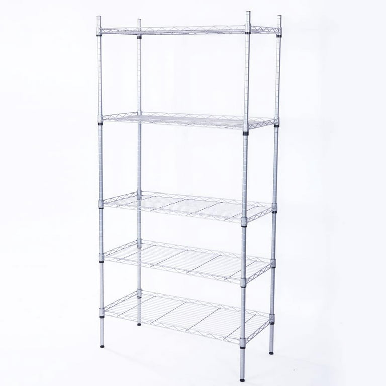 Ktaxon 5-Tier Wire Shelving Unit, Steel Storage Rack for Office Kitchen 30  W x 14 D x 60 H, Silver 