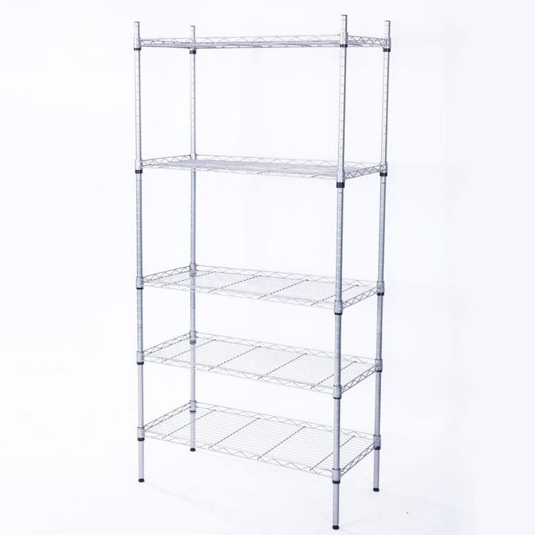 5 Tier Wire Storage Shelf for Kitchen Silver