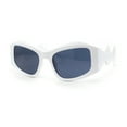thumbnail image 2 of Womens Mod Angular Brow Cat Eye Thick Wavy Arm Plastic Sunglasses White - Black, 2 of 4