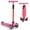 Pink, variant on SPPTTY Kick Scooter with 3 LED Lighted Wheels and 3 Adjustable Height Handlebars ,Folding Kids Scooter with Lean-to-Steer & Widen Anti-Slip Deck for Boys/Girls Ages 2-12,Green