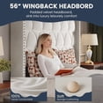 thumbnail image 4 of 56" Velvet Upholstered Bed Frame with Wingback Headboard, Nailhead Trim, Wood Slat Support, No Box Spring Required, 4 of 10