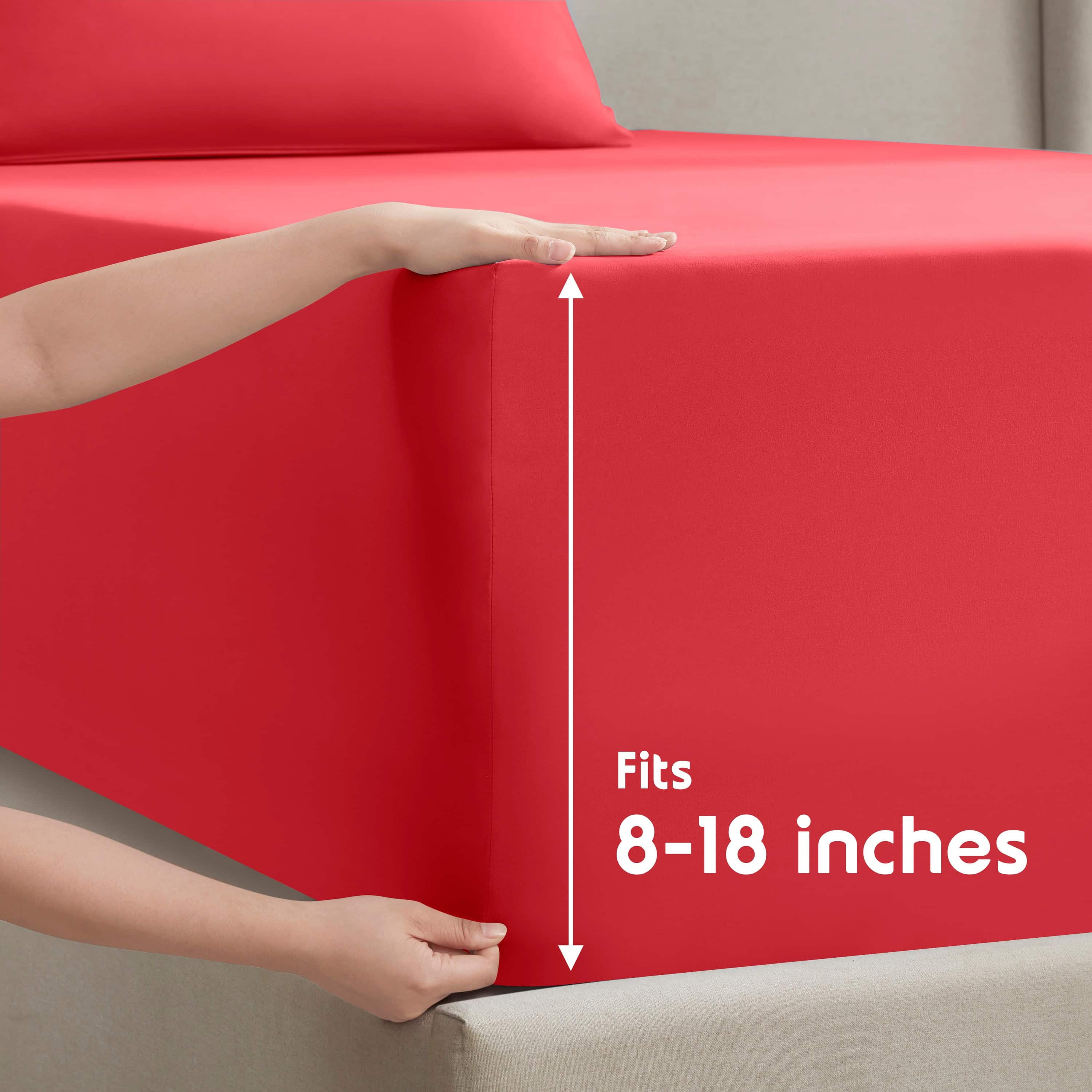 Lammaloe Full Size Sheets Set, Hotel Style Deep Pocket 4 Piece Bed Sheets, Luxury Soft Microfiber Sheet Sets, Cherry Red