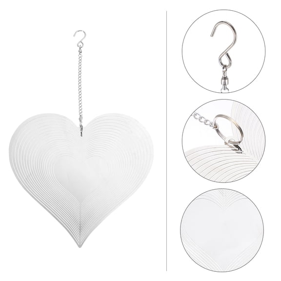 BALAHAPY Metal Heart Shape Wind Chimes Plated Silver Hanging Decor for Yard and Window Use
