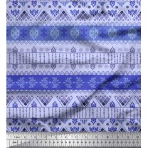 Soimoi Silk Fabric Stripe & Floral Ethnic Printed Craft Fabric by The Yard 42 Inch Wide