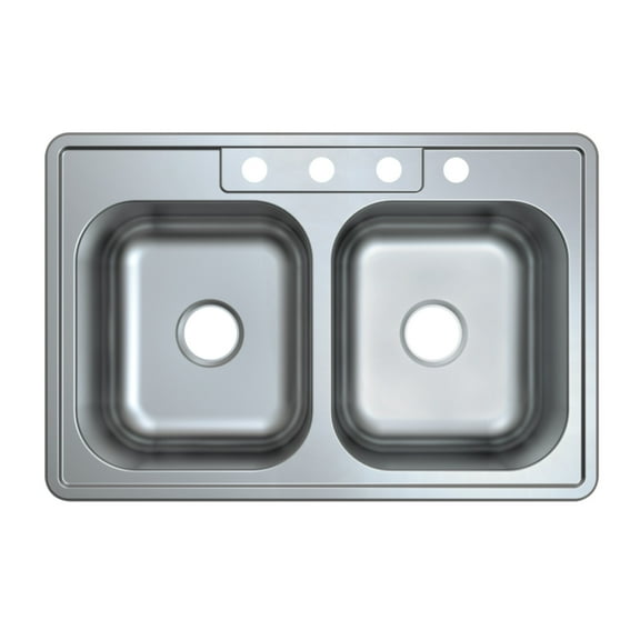 Gourmetier GKTD33228 Studio 33" Stainless Steel Self-Rimming Double Bowl Drop-In Kitchen Sink, Brushed