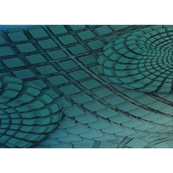 Ahgly Company Indoor Rectangle Patterned Deep Teal Green Area Rugs, 5' x 7'