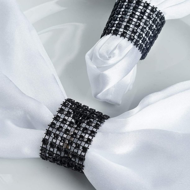 Efavormart 10 Pack Diamond Rhinestone Napkin Ring With Self Adhesive