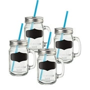 Yorkshire Set of 4 - 17.5 Oz Mason Jar Mugs with Chalkboard