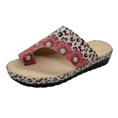 

A0624 ociviesr slipper for Women Summer Womens Ladies Wedge Leopard Floral Printed Flip Flops Slippers Shoes Pu