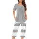 thumbnail image 2 of Sexy Pijama Conjunto para las Mujeres, Cuello Redondo Blusa de Manga Corta Y Pantalones, Traje de Moda Casual, 2 of 9
