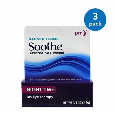 (3 Pack) Bausch & Lomb Soothe Lubricant Eye Ointment, Night Time,1/8