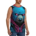 thumbnail image 2 of Fotbe Neon Cyberpunk Blue Bear Men's Camiseta sin Mangas Estampada para Hombres, Playera Casual para Gimnasio, Entrenamiento, Playa-XX-Large, 2 of 7