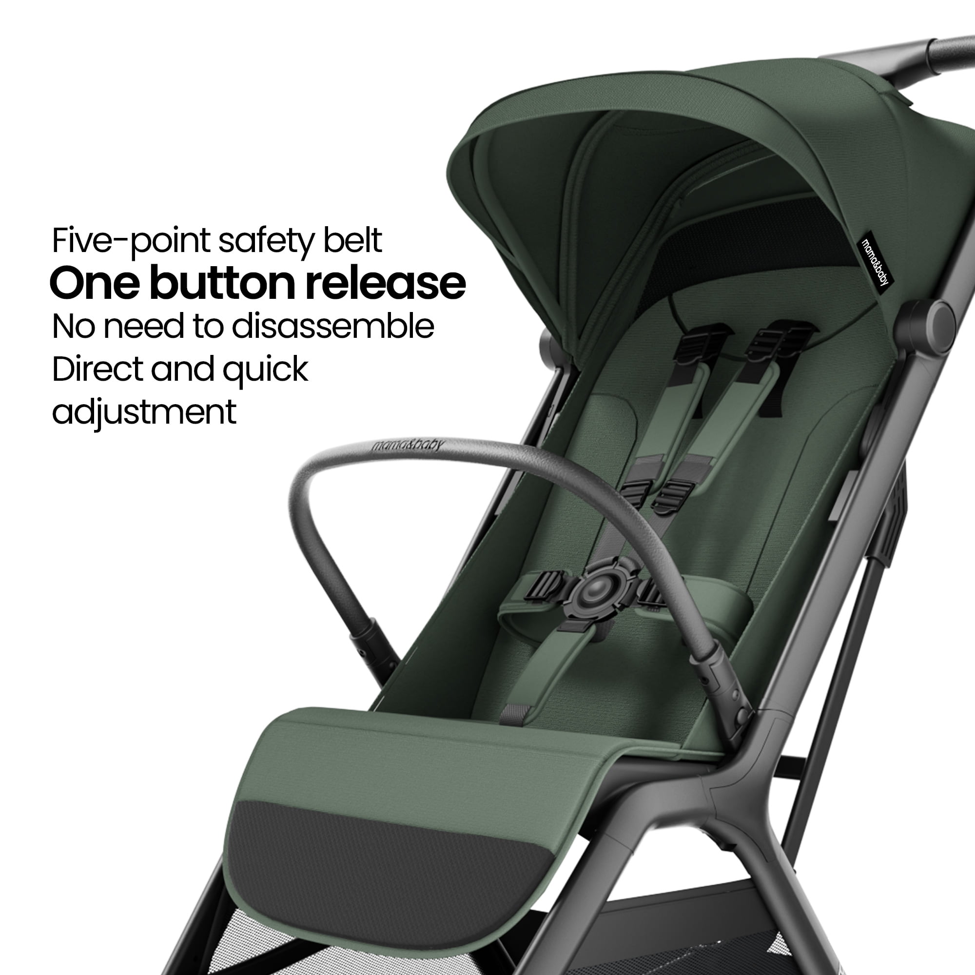 MAMA & BABY Packa Travel Stroller with One-Hand Automatic Folding, Ultra-Compact, Forest, 18.3LB, Unisex