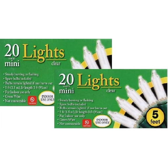 20 Count Mini Light Clear 2 Pack