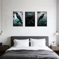 thumbnail image 4 of ZHONGYUTONG Gothic Canvas Wall Art Set of 3 Crow and Rose Art Prints Dark Goth Pictures Halloween Black Crow Painting for Bedroom Bathroom Home Decor Framed (16.00" x 24.00" x 3PCS), 4 of 5