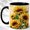 Black, variant on Gemstone Style Sunflower Coffee Mug, Garden Floral Mug, Ceramic 11 oz