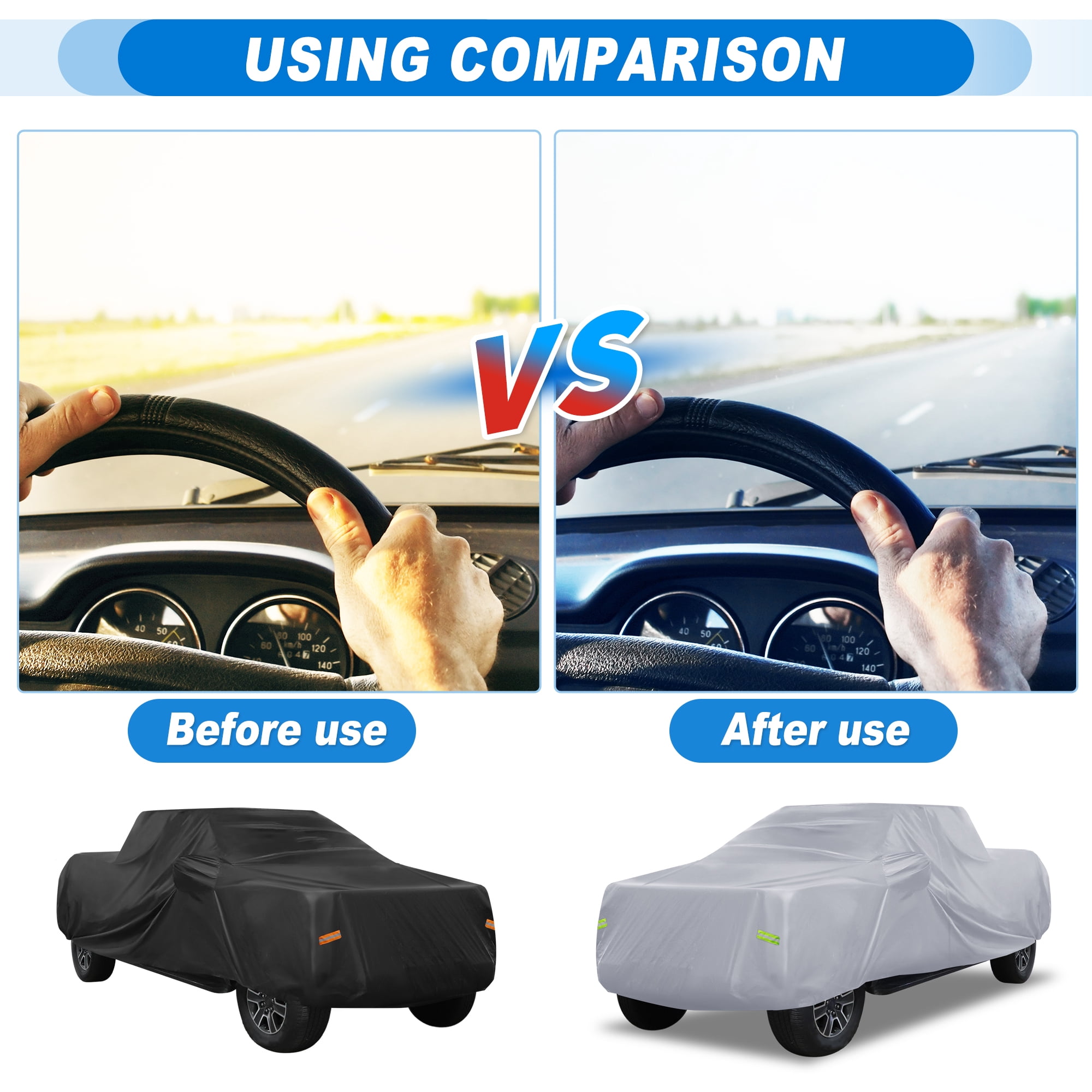 Unique Bargains Waterproof Car Cover for Ford F150 Crew Cab 4 Door 6.5 Feet Bed