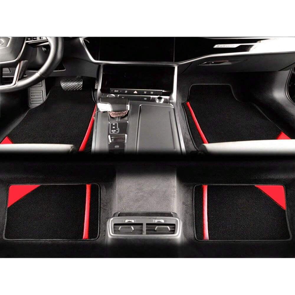 Tuqiang Car floor mats for Jeep for Grand Cherokee4xe Plush-tread floor mats Suede Black and Red