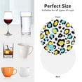 thumbnail image 5 of Leather Coasters with Heat-resistant for Drinks, Yellow Blue Leopard Print -标题2 Round Shape, 5 of 5