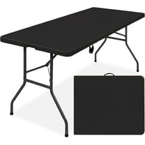 Leumius 6 Foot Folding Table,Outdoor Folding Table w/Handle,Black