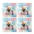 thumbnail image 2 of Happy Birthday Cute Puppy Pug with Cake Gifts Party Hat Set of 4 Stone Coasters Dog Lover Gifts 4x4in Absorbent Soapstone Coaster - 00029, 2 of 5